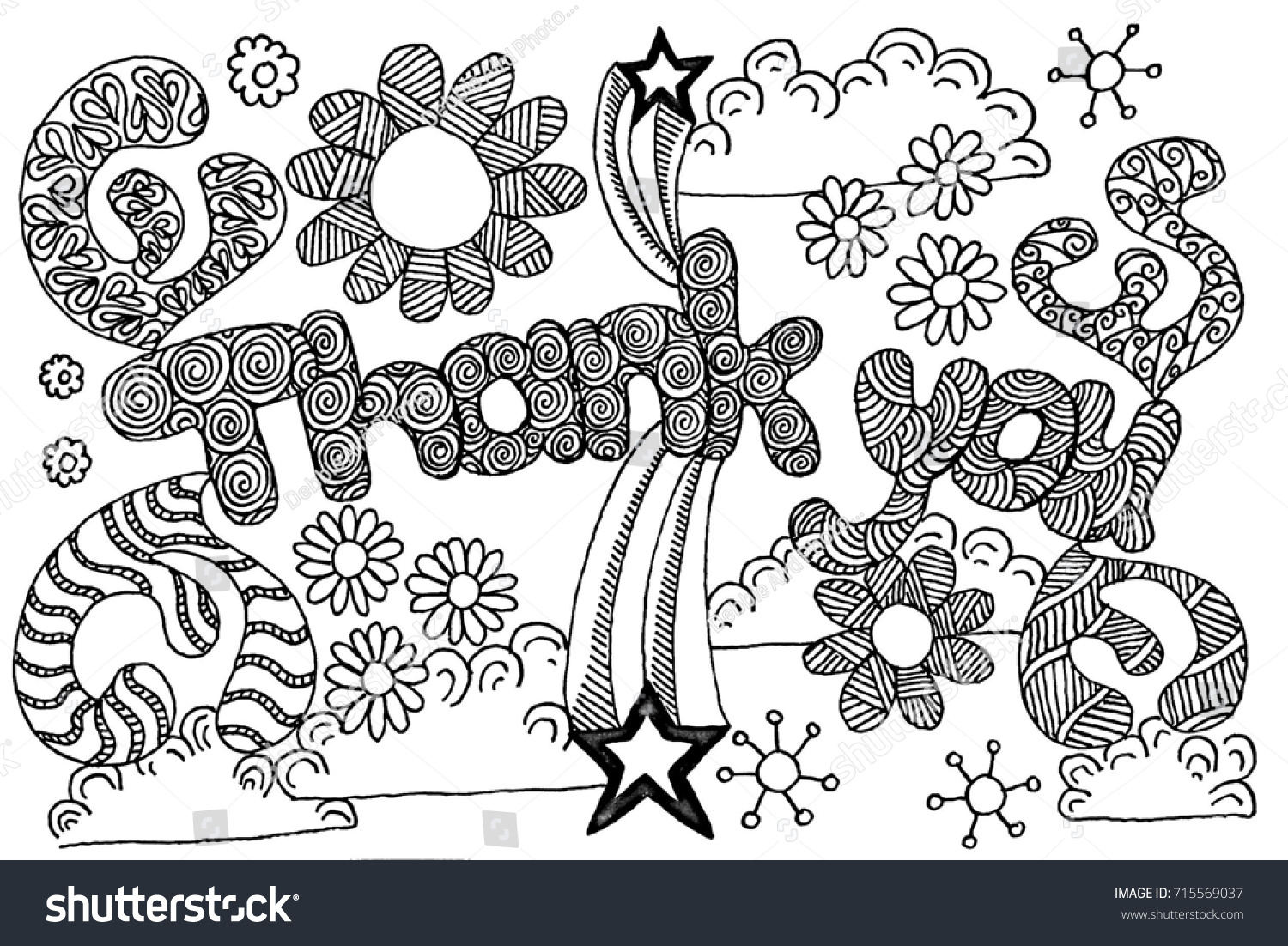 Thank You Coloring Page Adults Children Stock Illustration 715569037