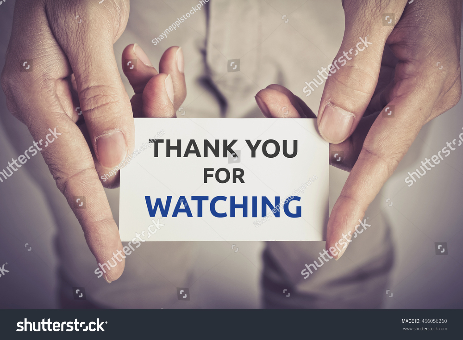 Thank You Watching Card Hold By Stock Photo Edit Now