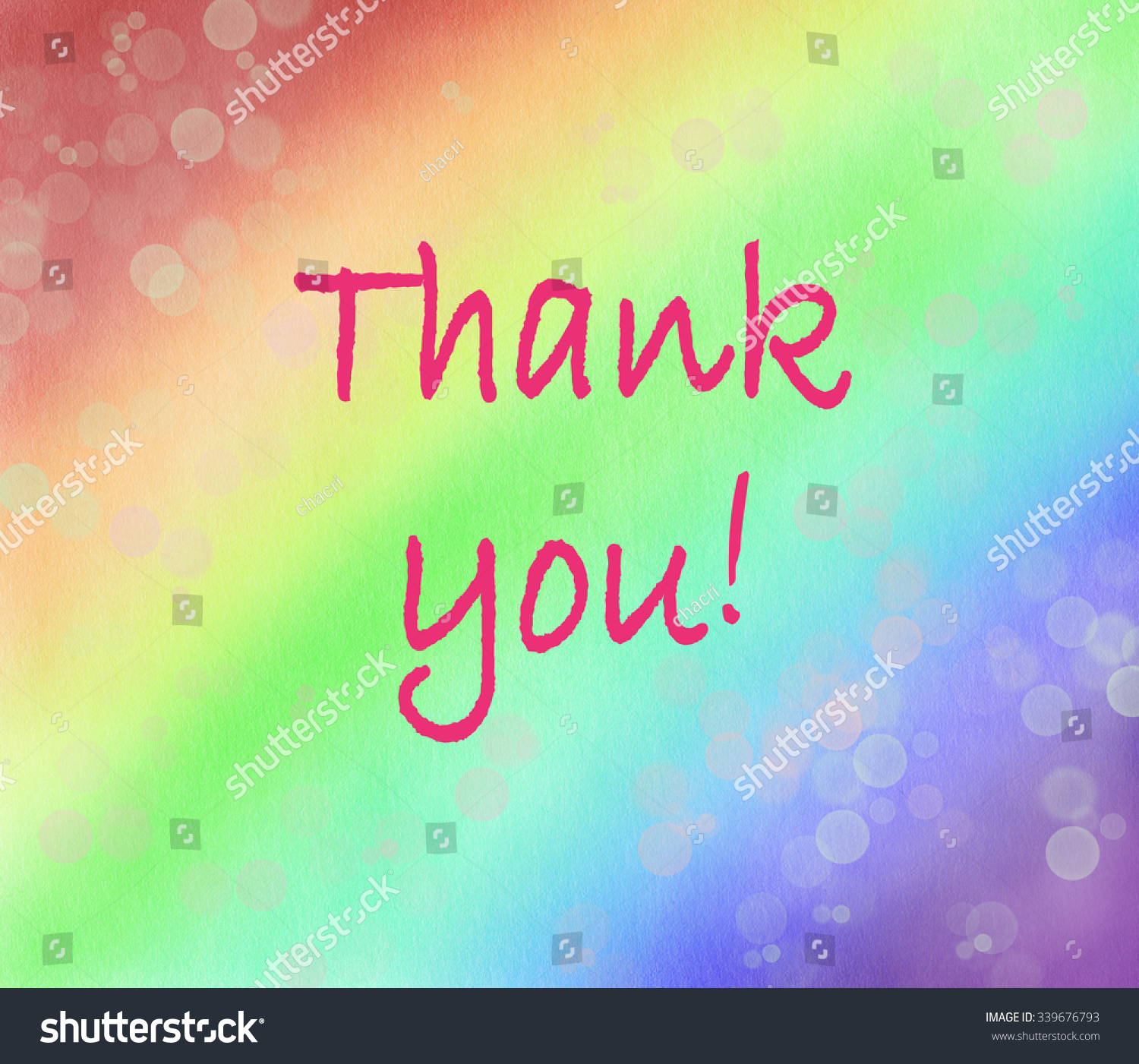 Thank You Hand Lettering Against Rainbow Stock Illustration 339676793