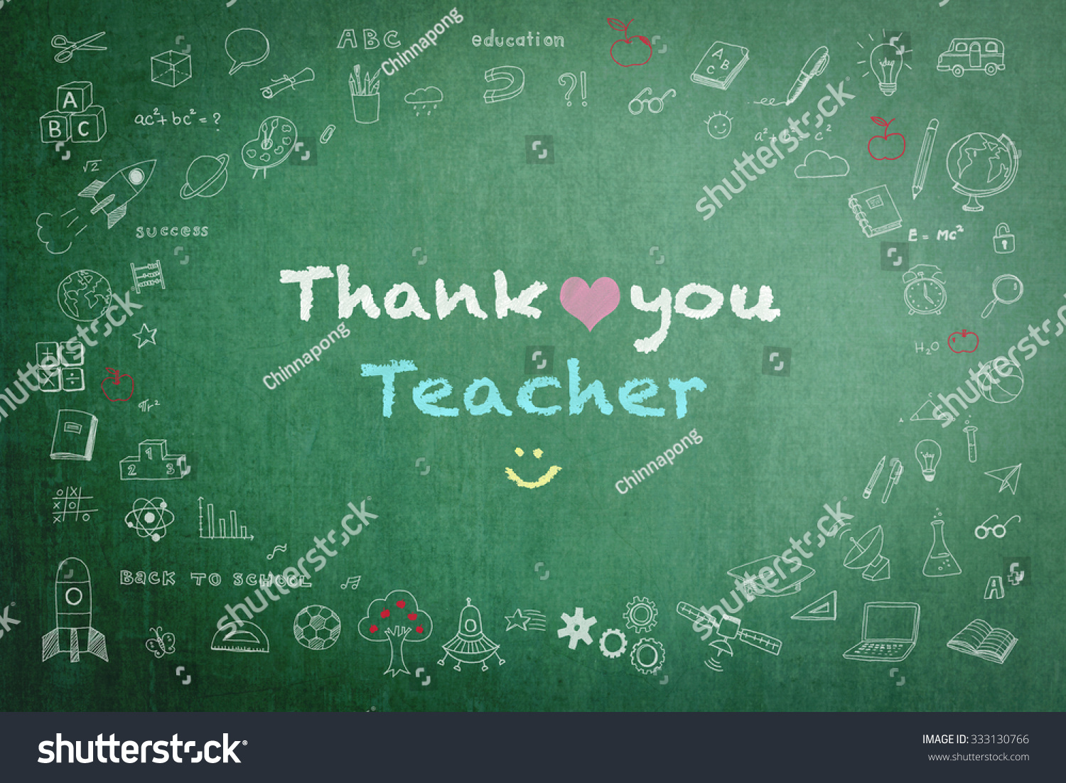 Thank You Teacher With Pink Heart And Smiley Icon Text Announcement On ...