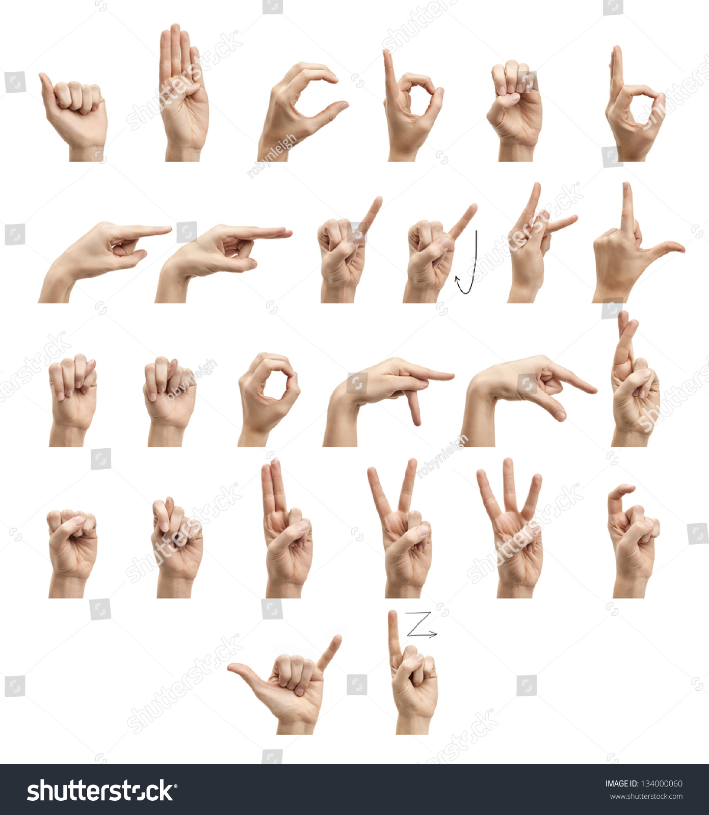 The Alphabet Using American Sign Language Stock Photo 134000060 ...