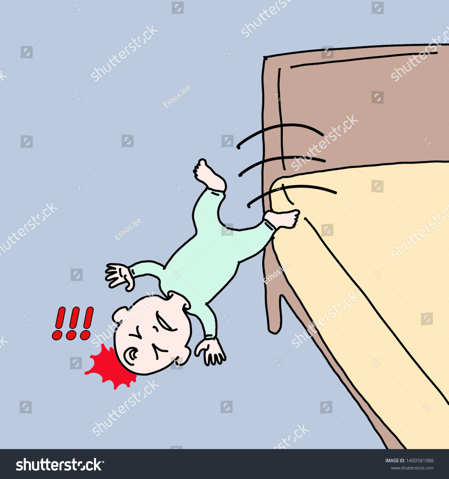 Baby Fell Off Bed Hit His Stock Illustration 1400581988