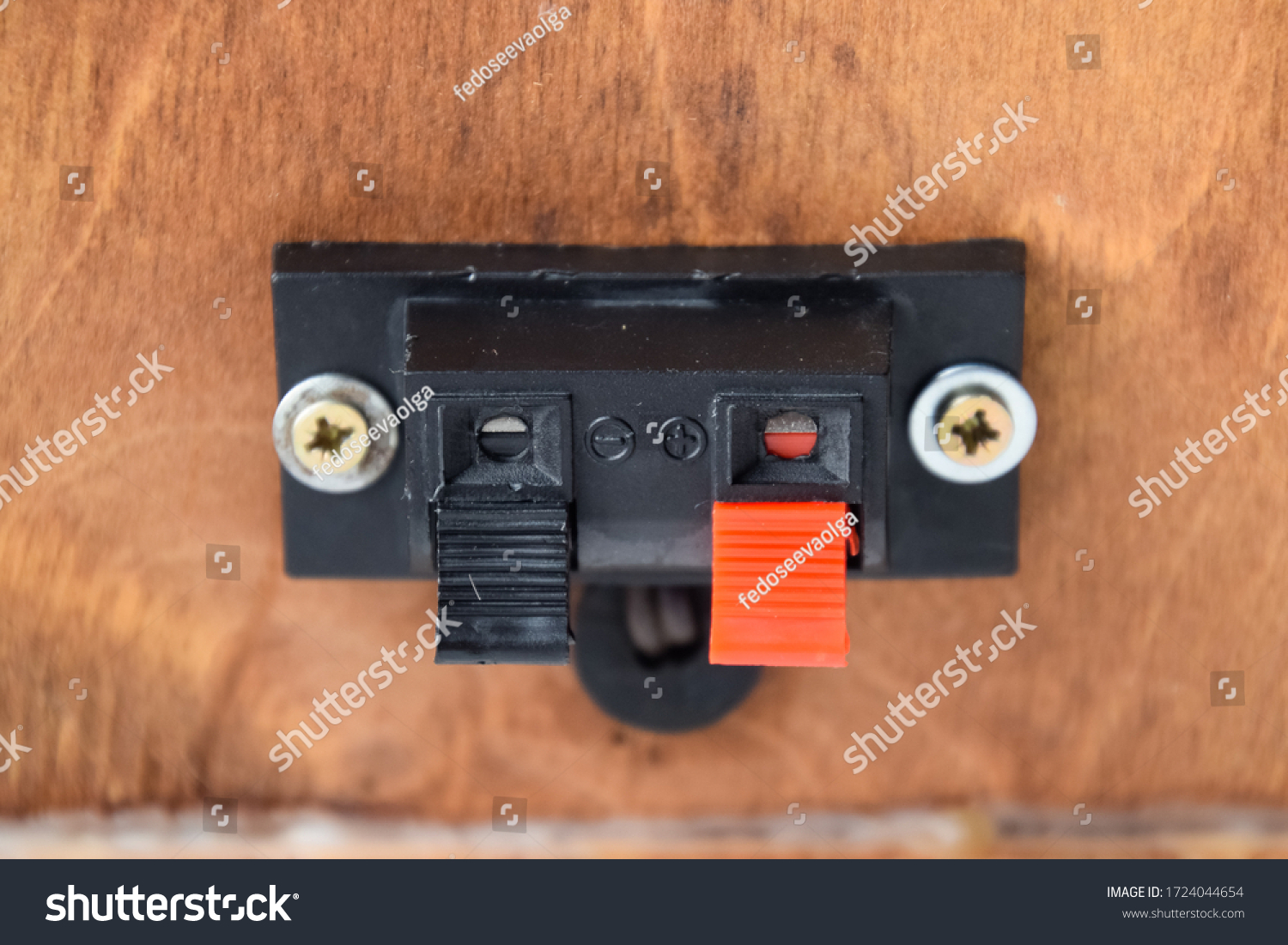 Back Speakers Terminals Attaching Speaker Wires Stock Photo 1724044654
