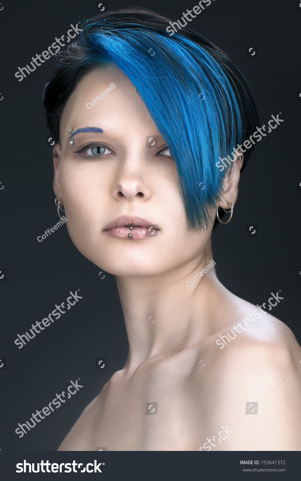 Beautiful Sexy Girl Blue Hair Subculture Stockfoto 153641372 Shutterstock