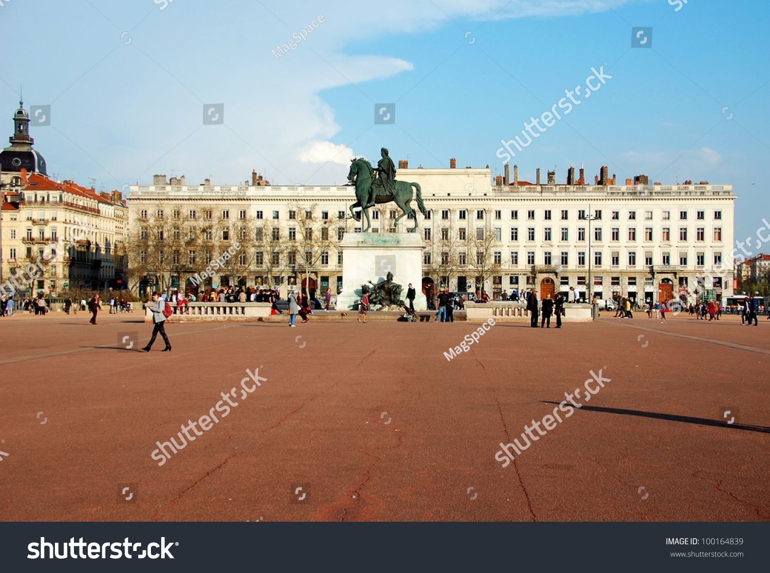 The Bellecour square in Lyon. Statue of Louis XIV. France This is the central square of city of Lyon