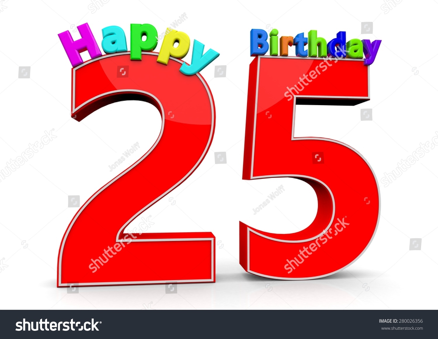 Big Red Number 25 Happy Birthday Stock Illustration 280026356 ...