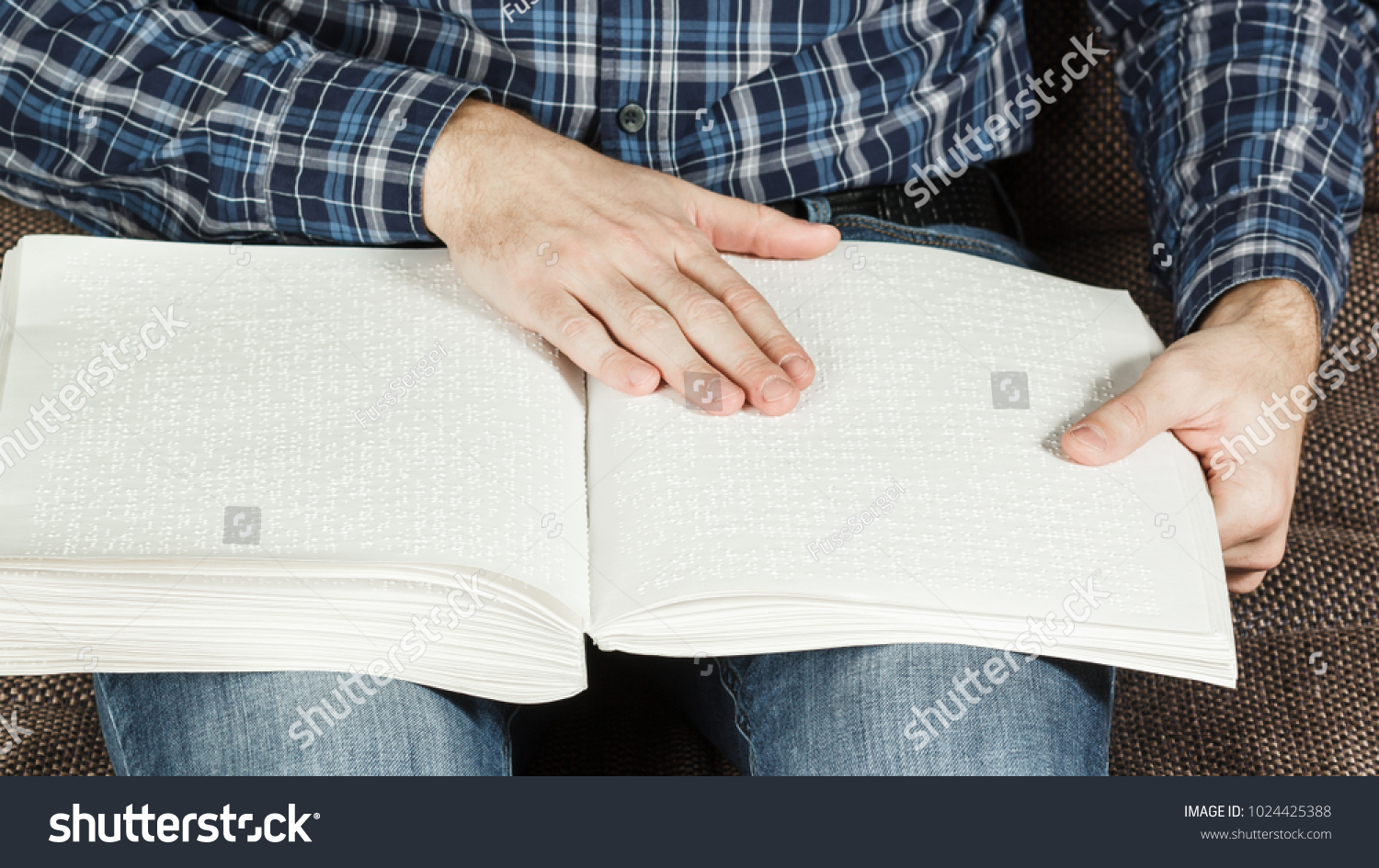 Blind Man Reading Book Written On Stock Photo 1024425388 | Shutterstock