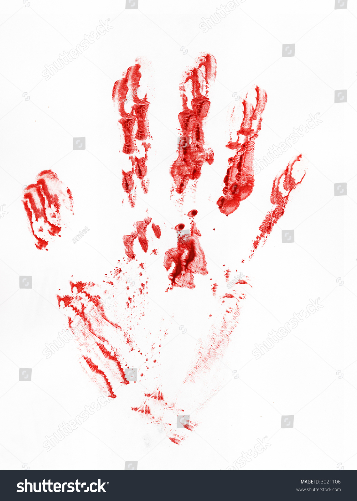 The Bloody Print Left By A Hand Of The Person. The Image Is Isolated ...