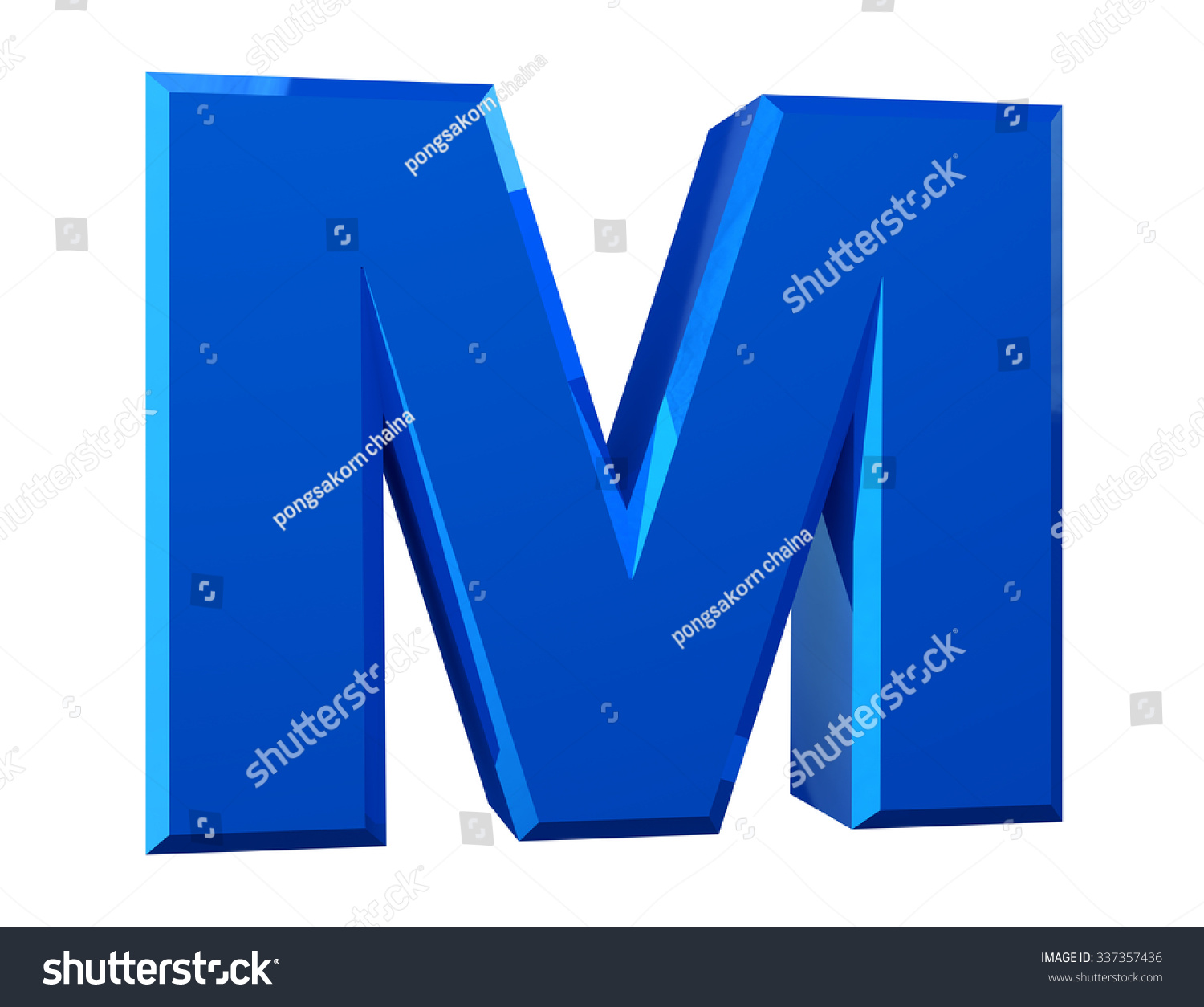 Blue Letter M On White Background Stock Illustration 337357436