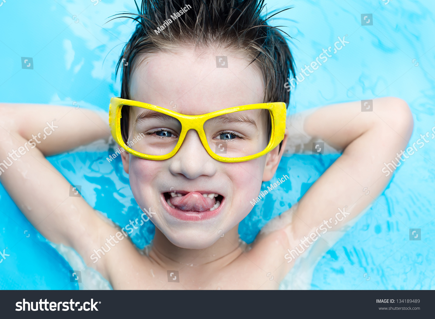 Boy Having Fun Water Park Stock Photo Edit Now 134189489 Shutterstock