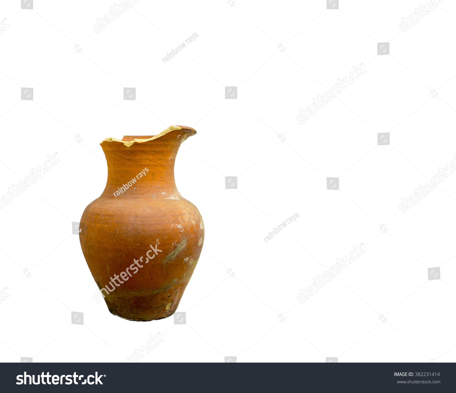 The Broken Flowerpot On White Background Stock Photo 382231414