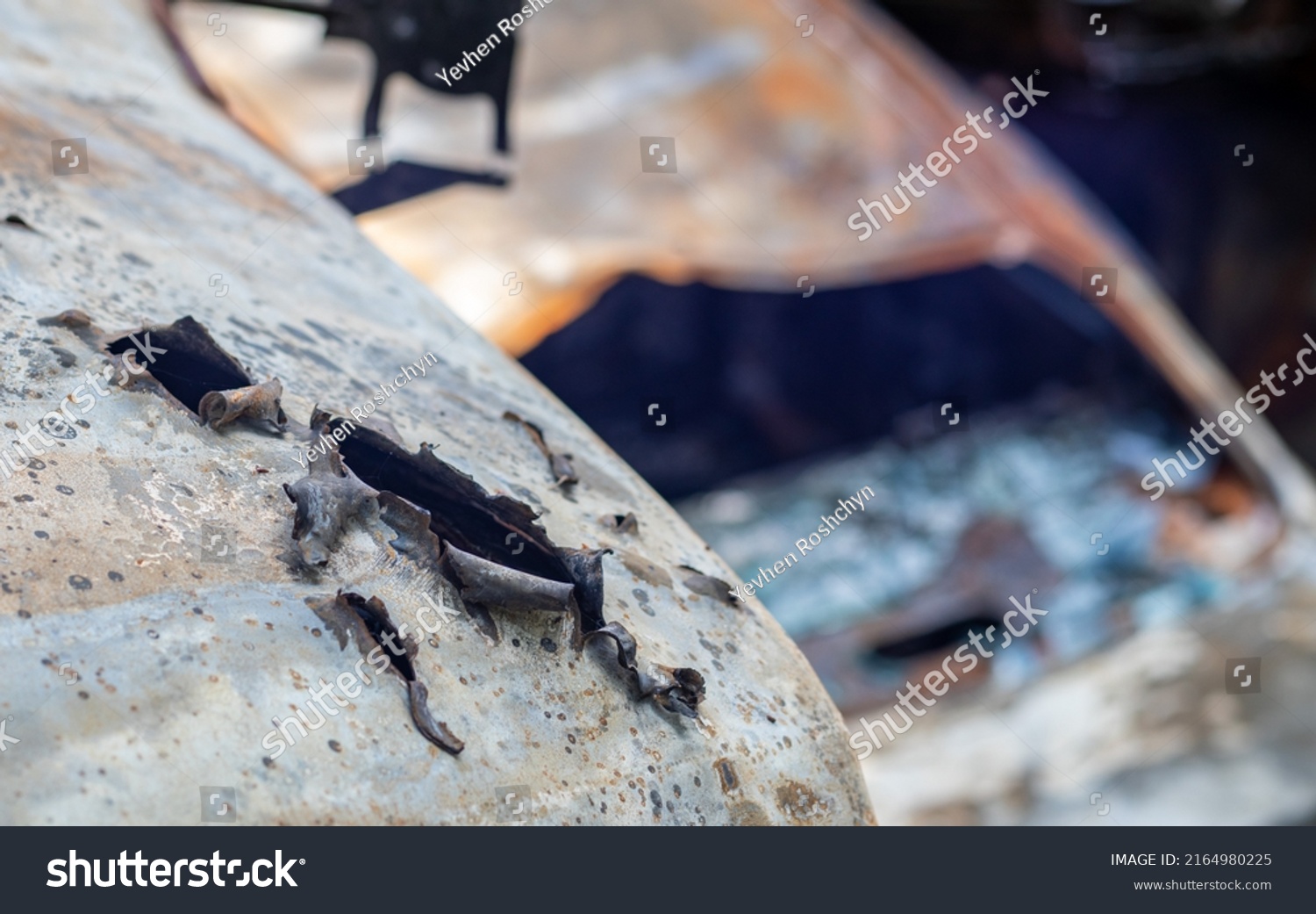 Car Completely Destroyed By Fire Abandoned Stock Photo 2164980225