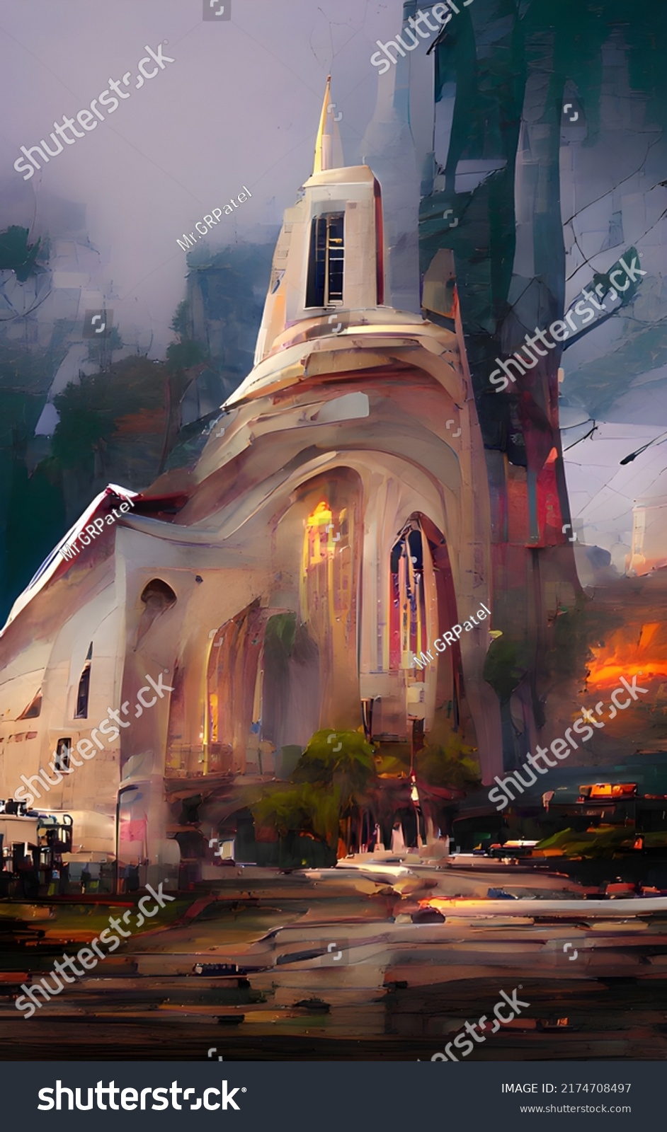 Church Holy Sepulcher Digital Art Church Stock Illustration 2174708497