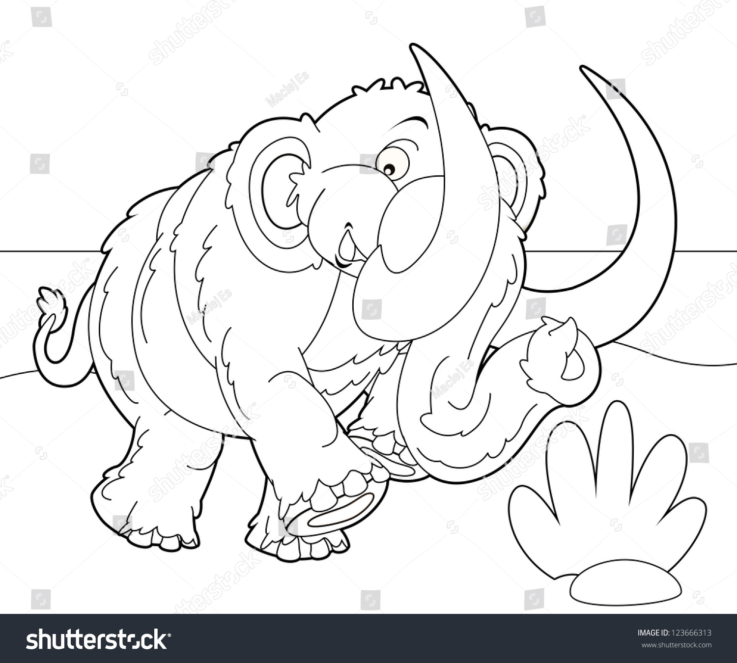 Coloring Page Mammoth Illustration Children Stock Illustration