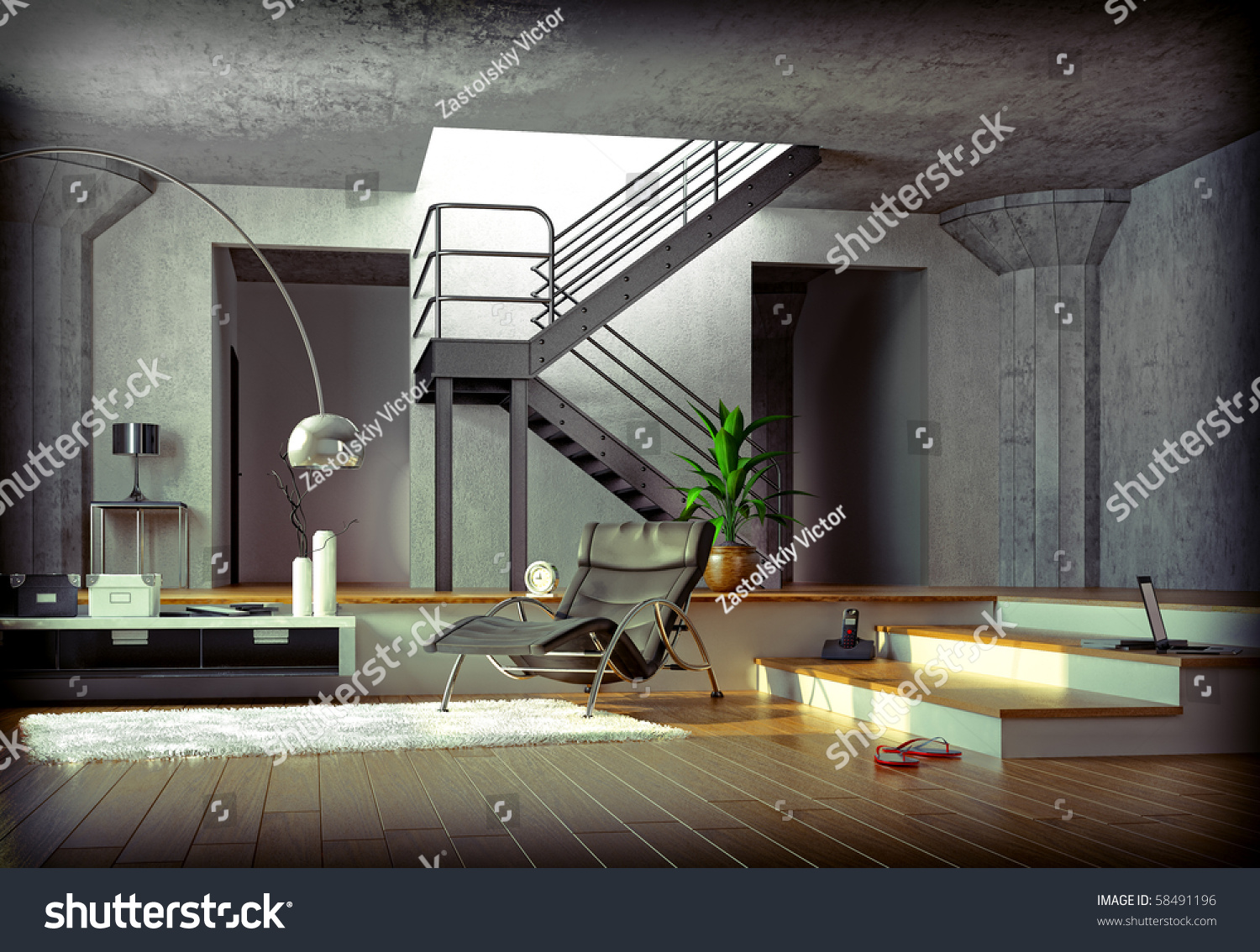 Computer Generated 3d Image Modern Interior Stock ...
