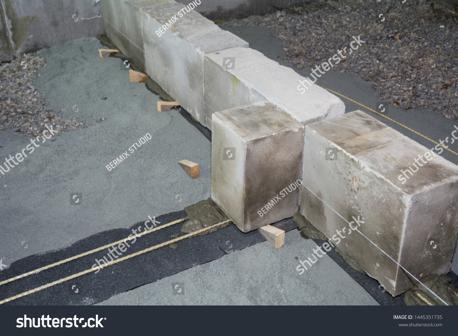 Construction Wall Cinder Block Thickness Stone Stock Photo 1445351735 ...