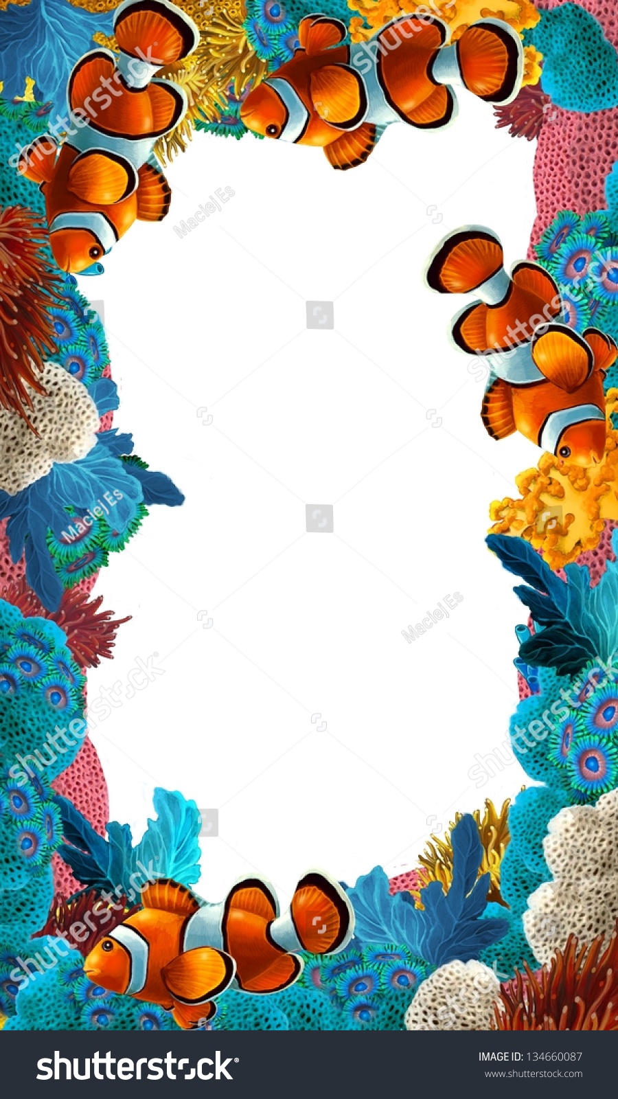 Coral Reef Frame Border Illustration Children Stock Illustration ...