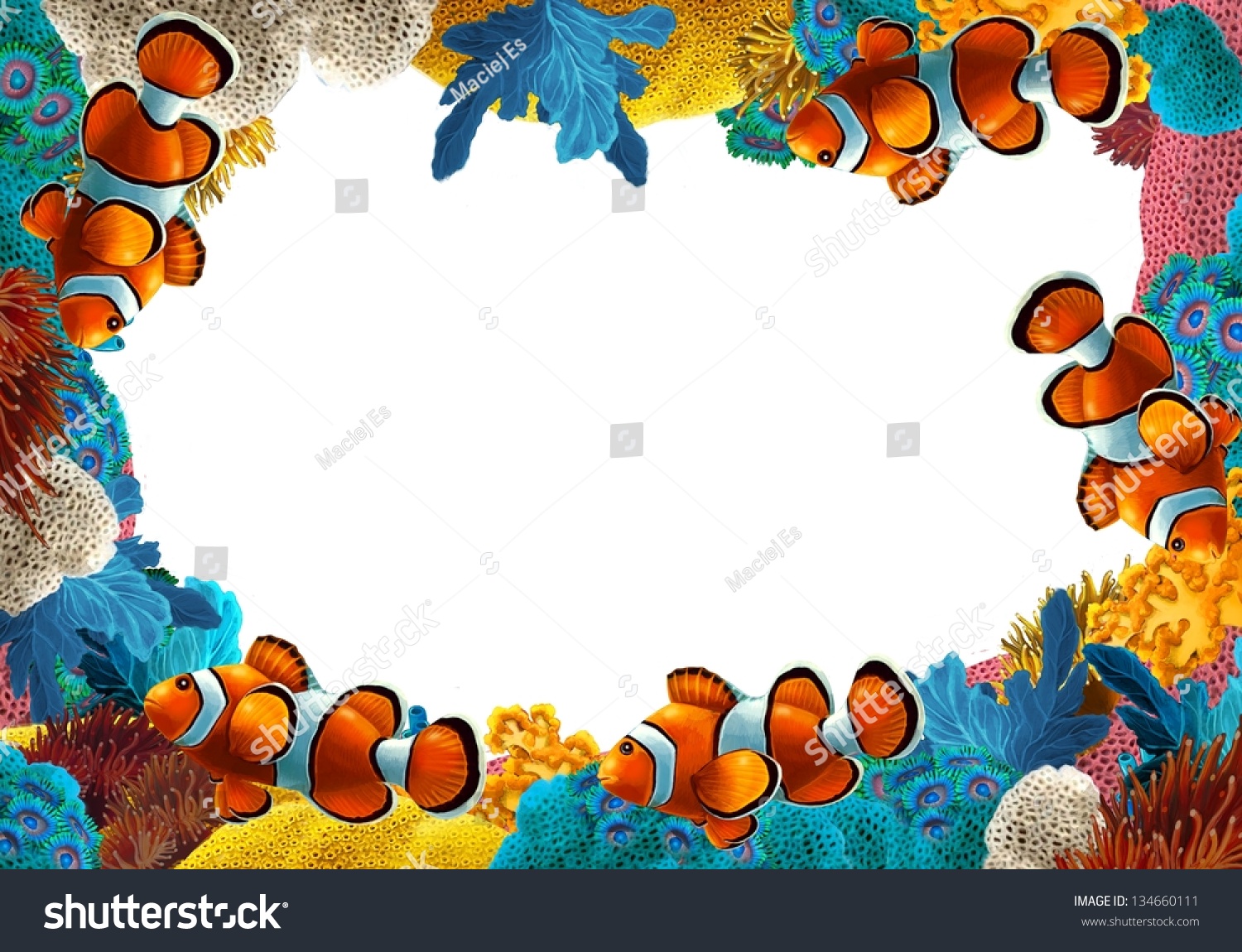 Coral Reef Frame Border Illustration Children Stock Illustration 134660111