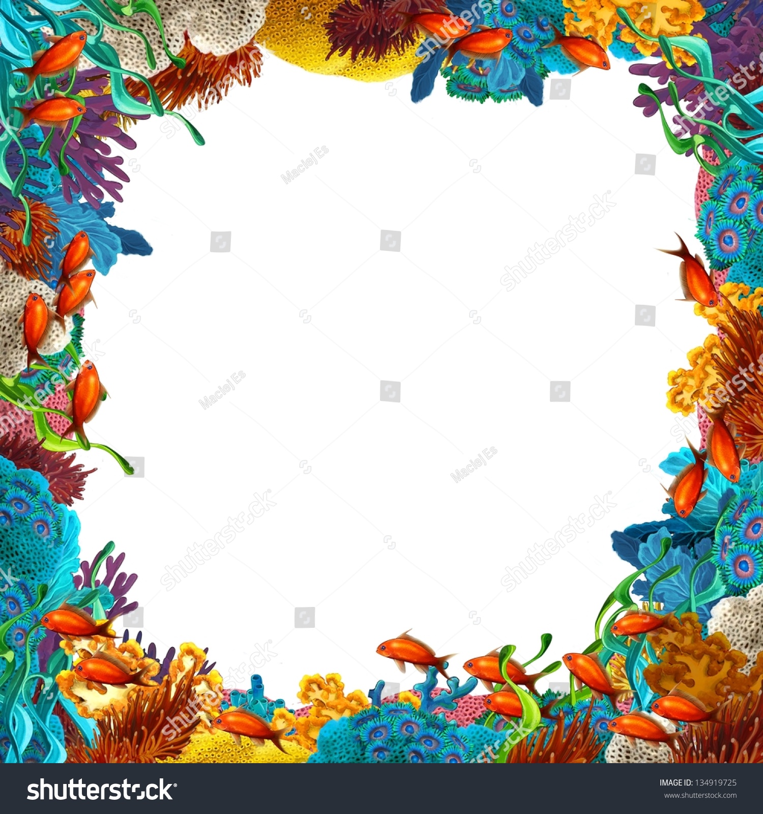 Coral Reef Frame Border Illustration Children Stock Illustration 