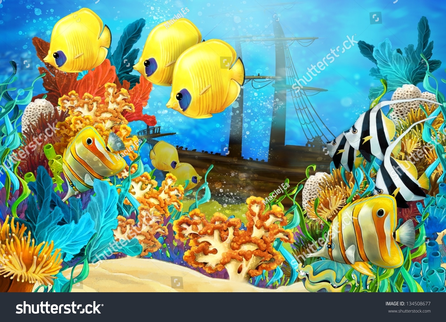 The Coral Reef - Illustration For The Children - 134508677 : Shutterstock