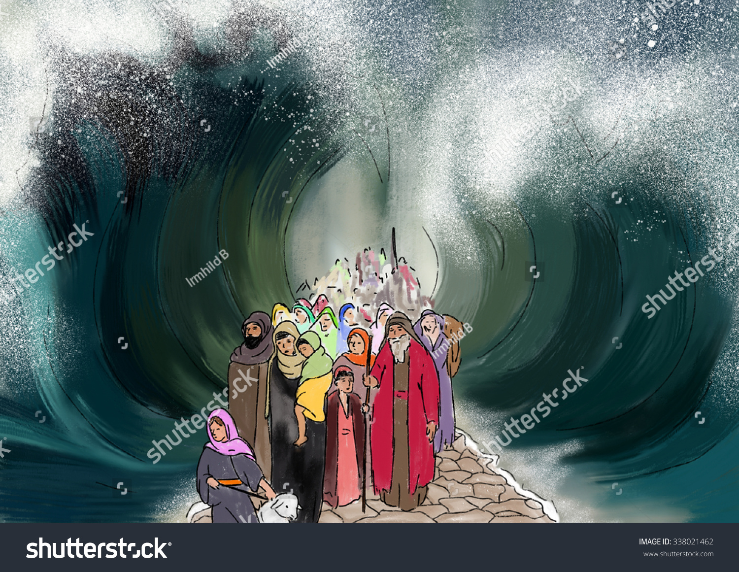 Crossing Red Sea Israel Stock Illustration 338021462 - Shutterstock