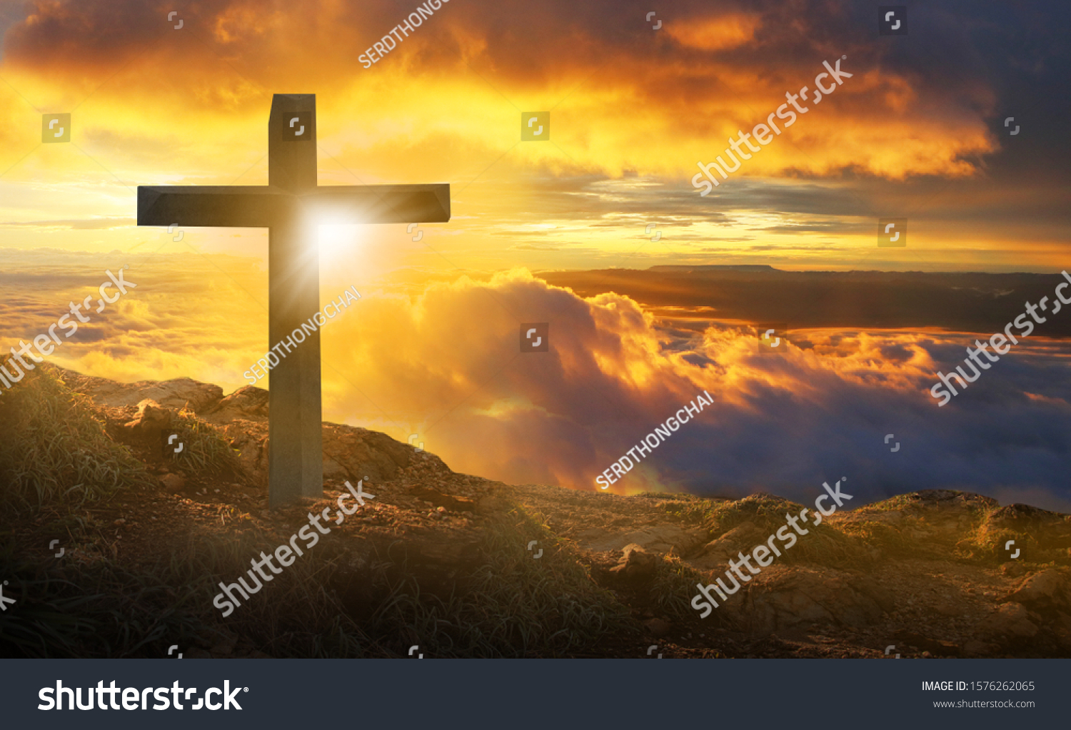 Crucifixion Crucifixion Jesus Christ On Cliffs Stock Photo 1576262065 ...