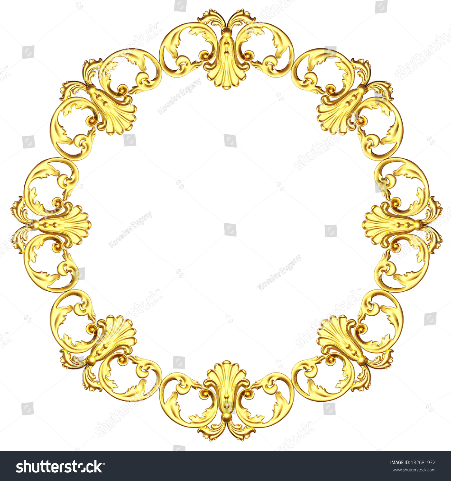 3d Round Art Frame Made Gold Stock Illustration 132681932 | Shutterstock