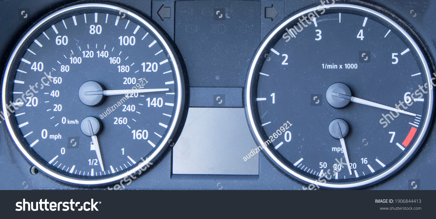 Dashboard Car Tachometer Red Zone 6500 Stock Photo 1906844413