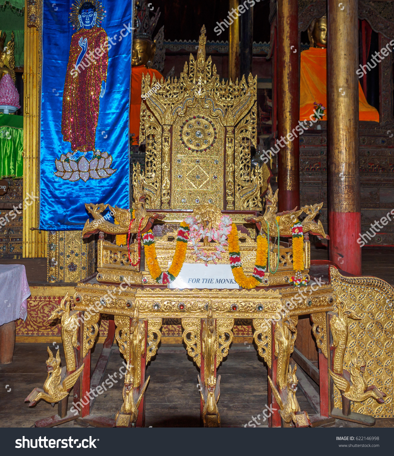 Decorated Chair Buddhist Monk That Made Stock Photo Edit