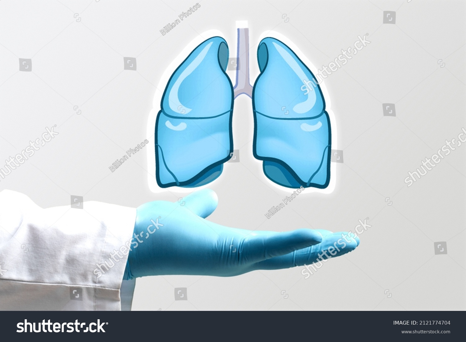 Doctor Holds Lungs Organ Symbol Awareness Stock Photo (Edit Now) 2121774704