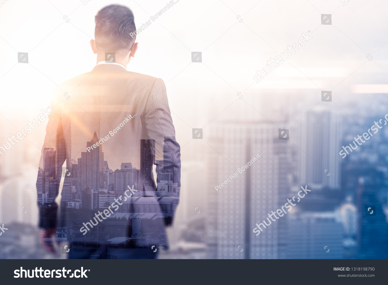 Double Exposure Image Business Man Standing Stock Photo (Edit Now ...