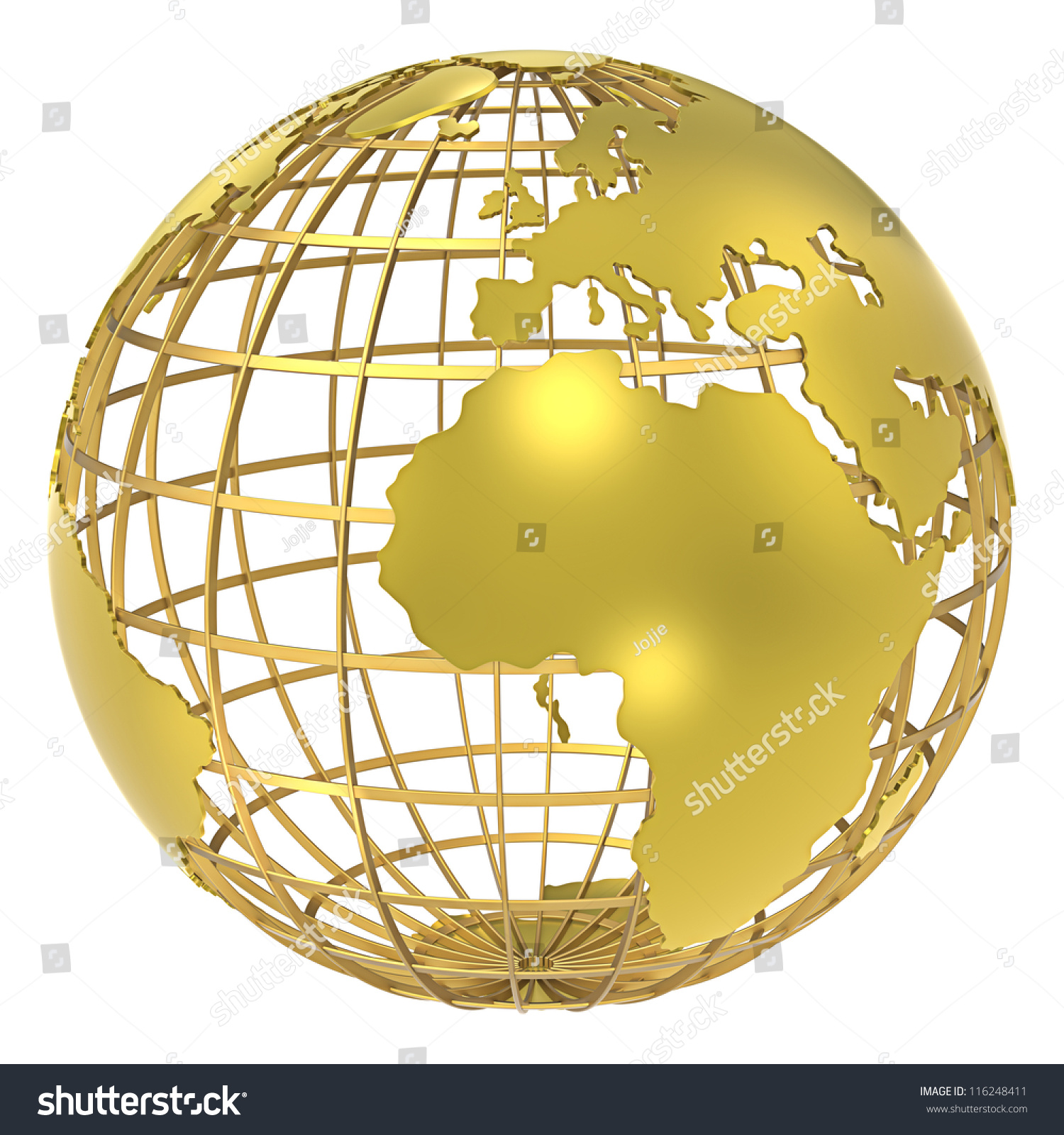 The Earth, Frame Structure Of Gold. Isolated. Stock Photo 116248411 ...