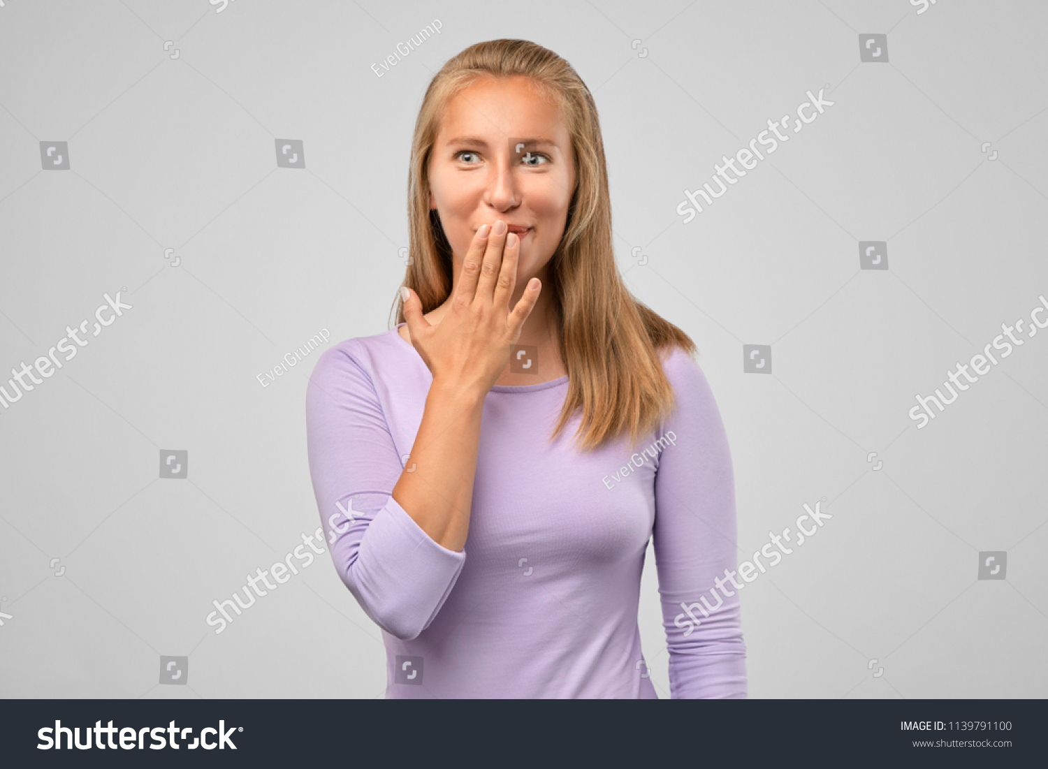 Emotional Girl Heard Funny Joke Studio Stock Photo Edit Now