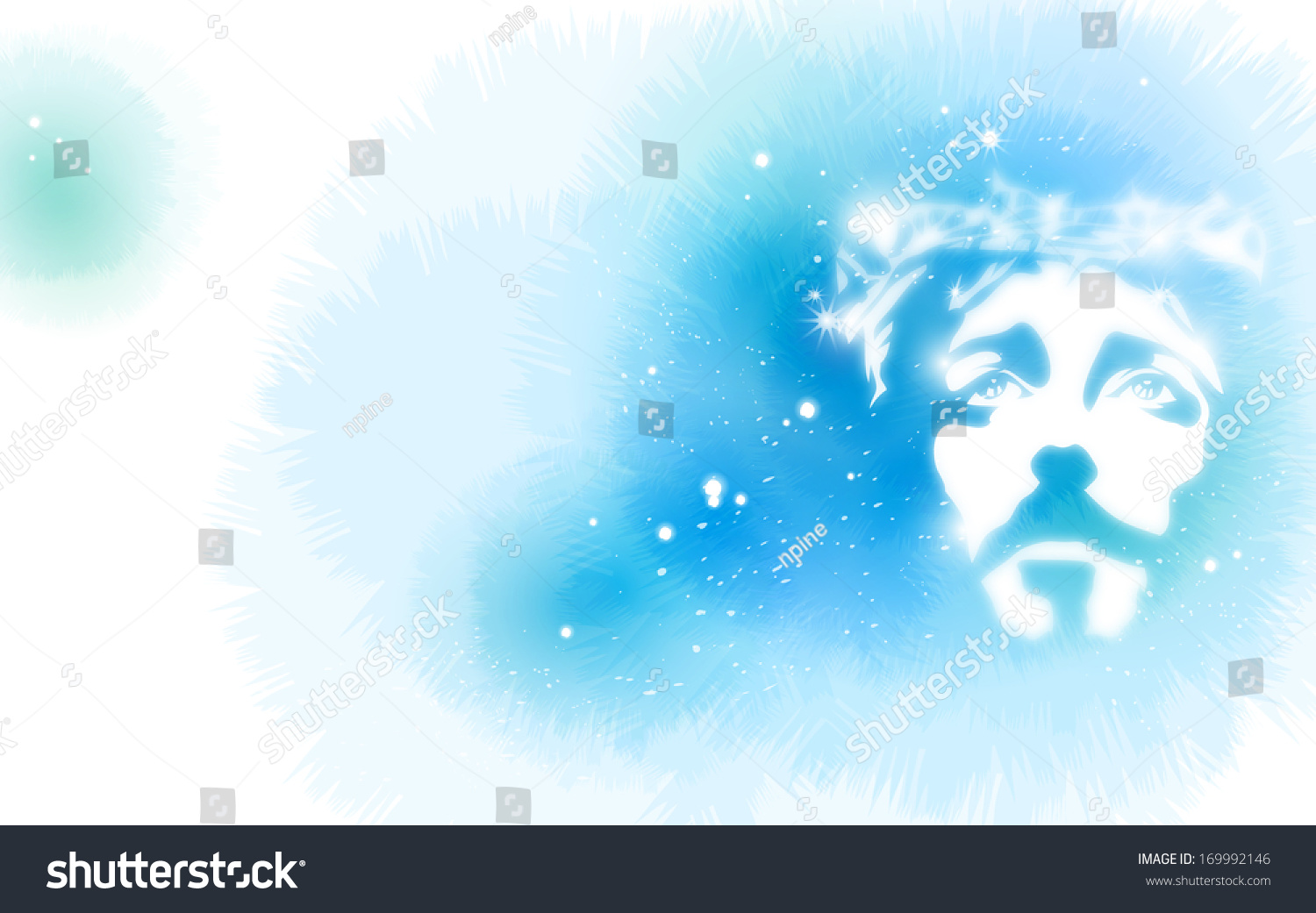 Face Jesus On Blue Background Stock Illustration 169992146