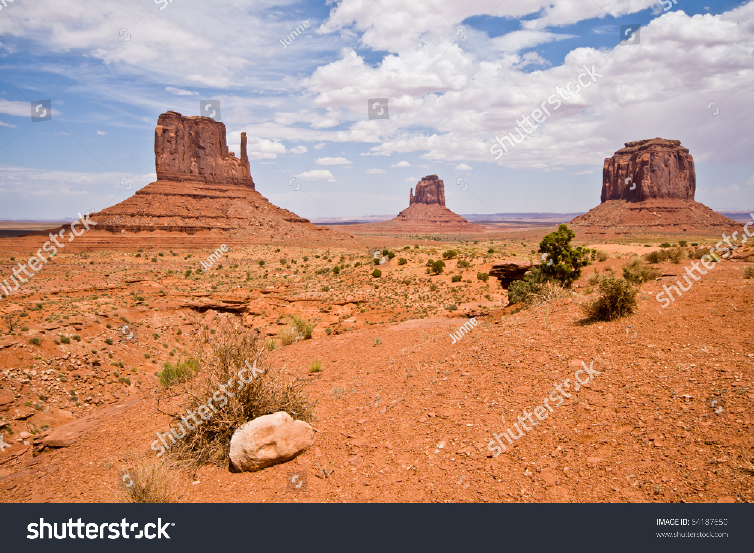 The Famous Buttes In Monument Valley, Us Stock Photo 64187650 ...