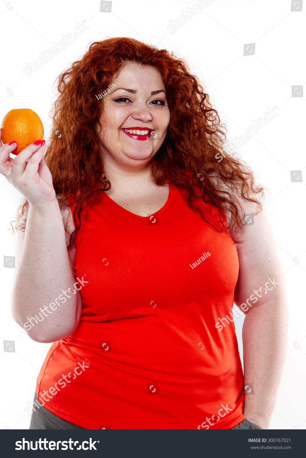 Fat Woman Orange Juice Vegetable Fruit Stock Photo 300767021 Shutterstock