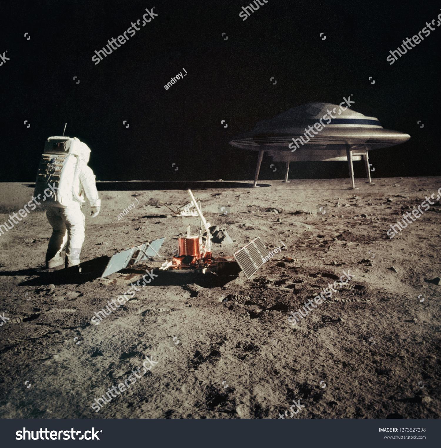 First Man On Moon What He Stock Illustration