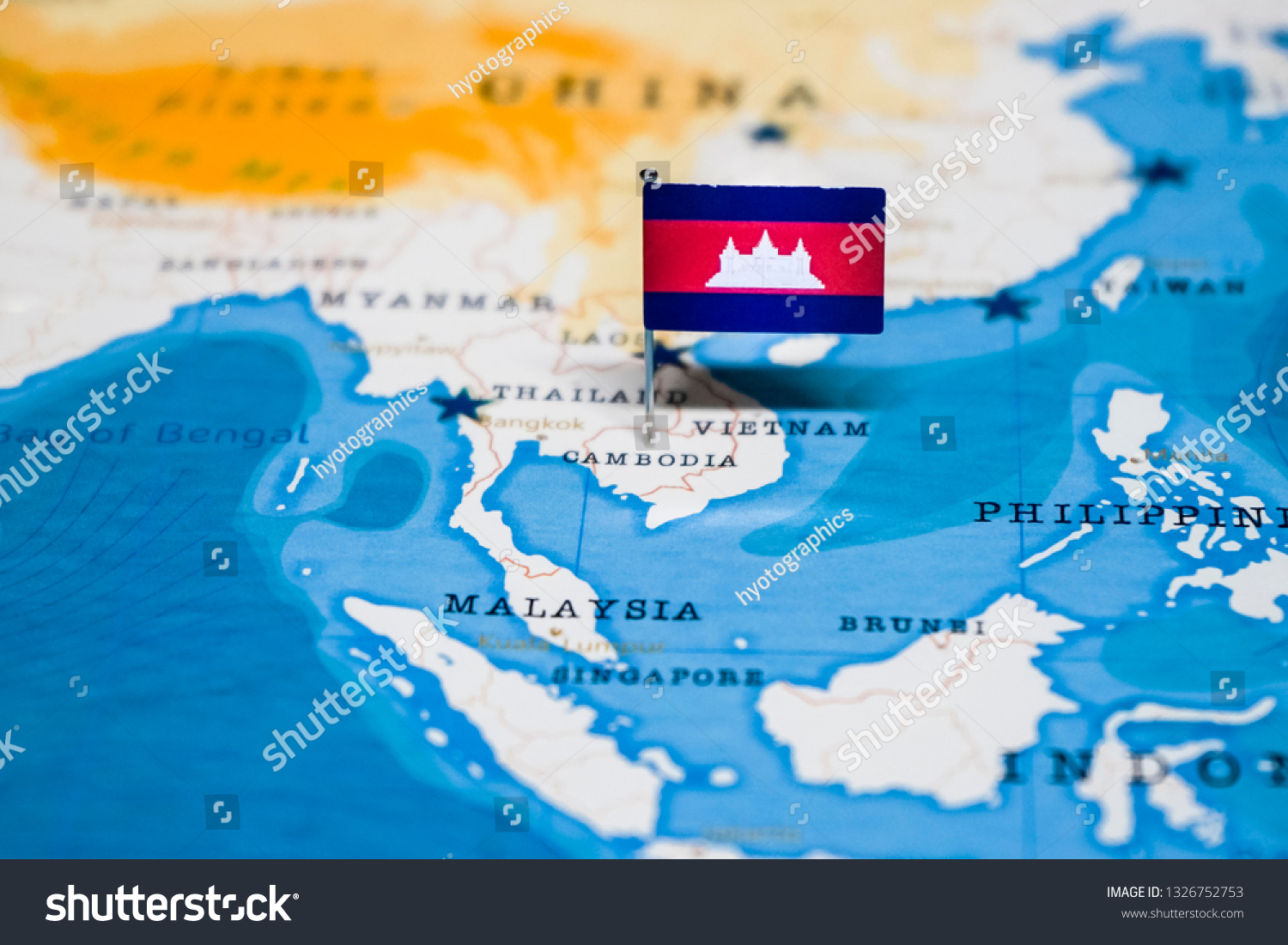 Flag Cambodia World Map Stock Photo Edit Now
