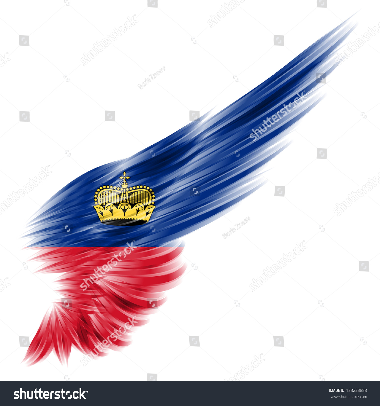 The Flag Of Principality Of Liechtenstein On Abstract Wing ...