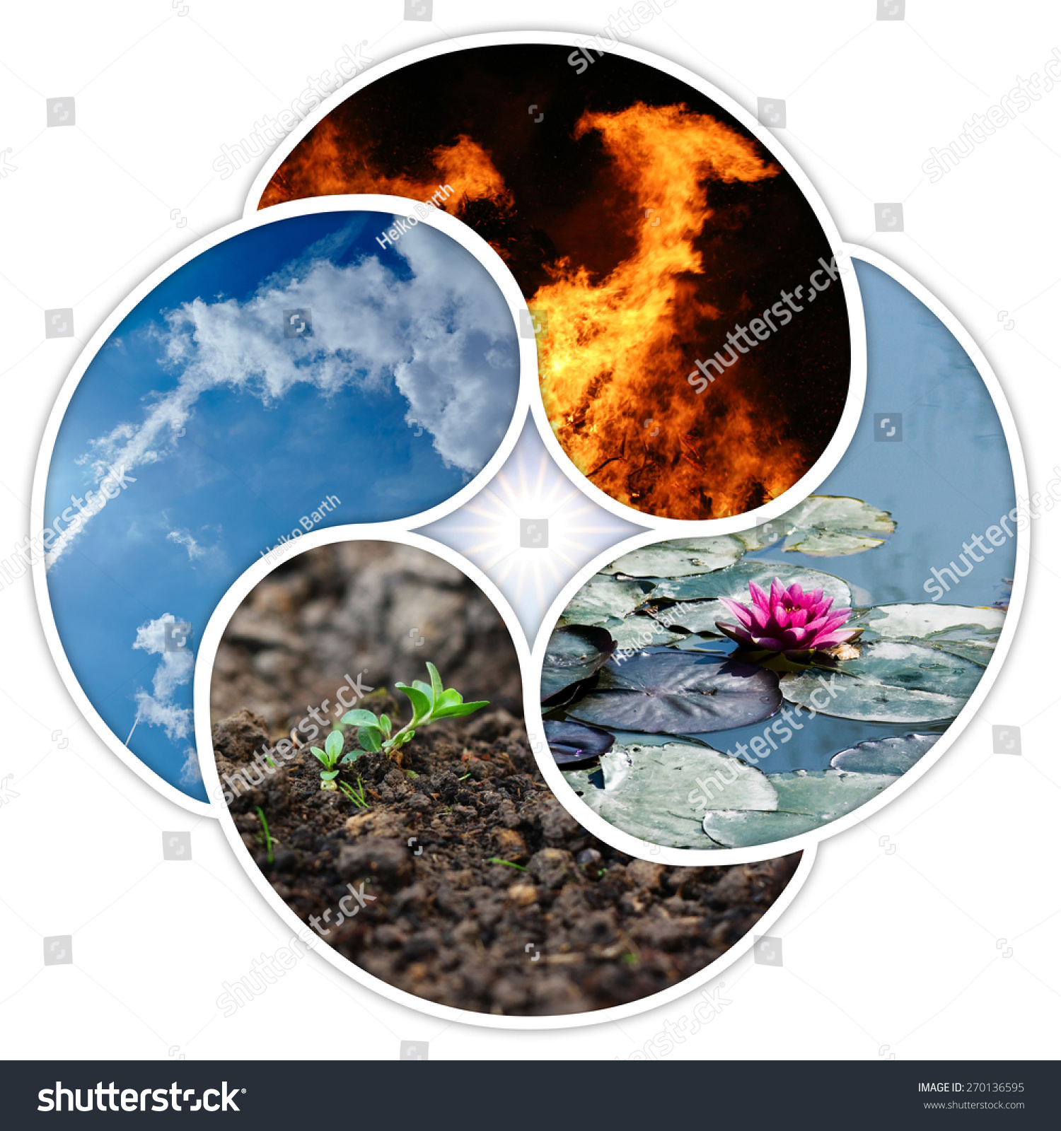 The Four Elements Of Nature: Fire, Water, Earth, Air. Designed In A ...