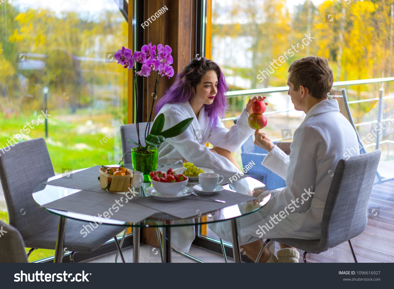 Girl Guy Sitting By Fireplace Loving Stock Photo Edit Now 1096616927