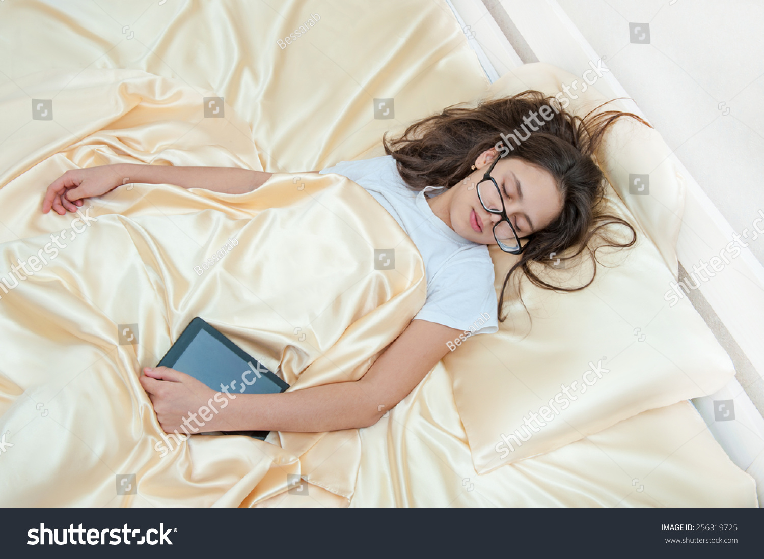 Girl Fell Asleep While Reading Bed Stock Photo Edit Now