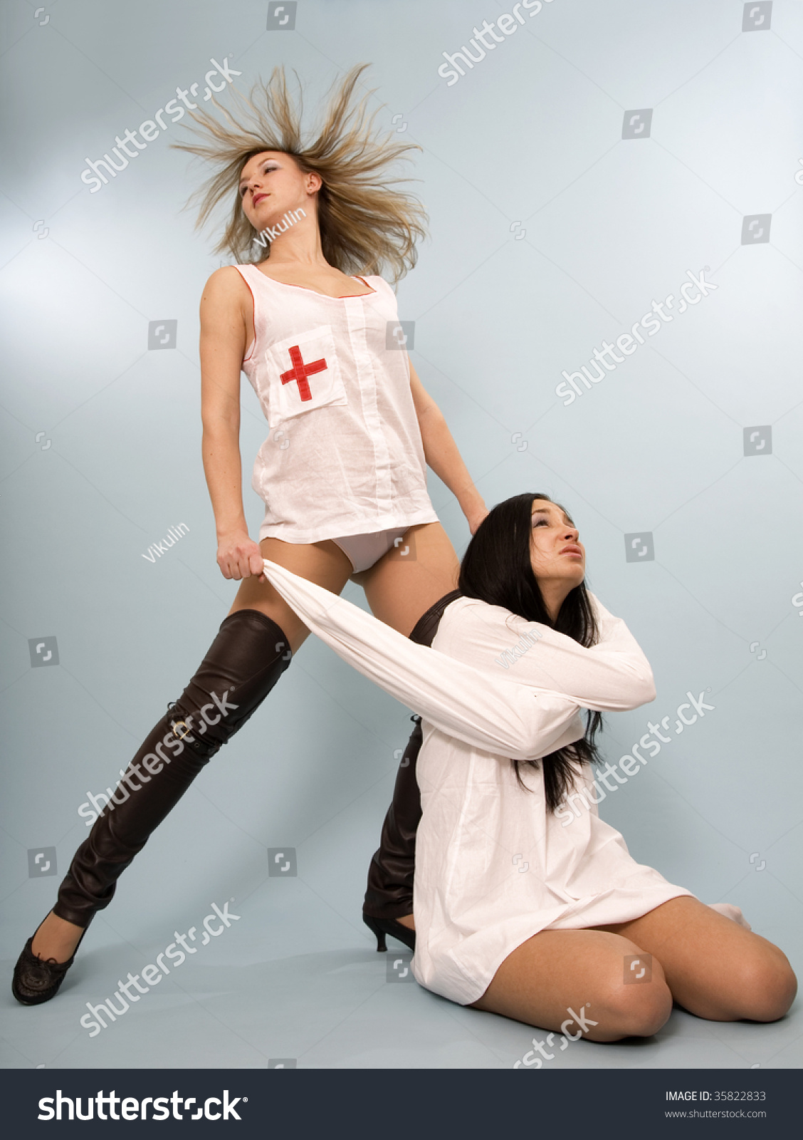 Girl Red Cross On Suit Pulls Stock Photo 35822833 - Shutterstock