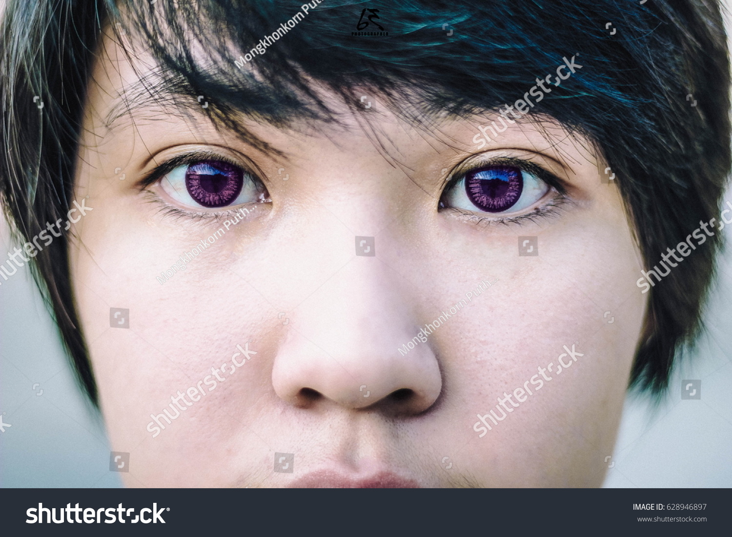 Girl Purple Eyes Stock Photo Edit Now