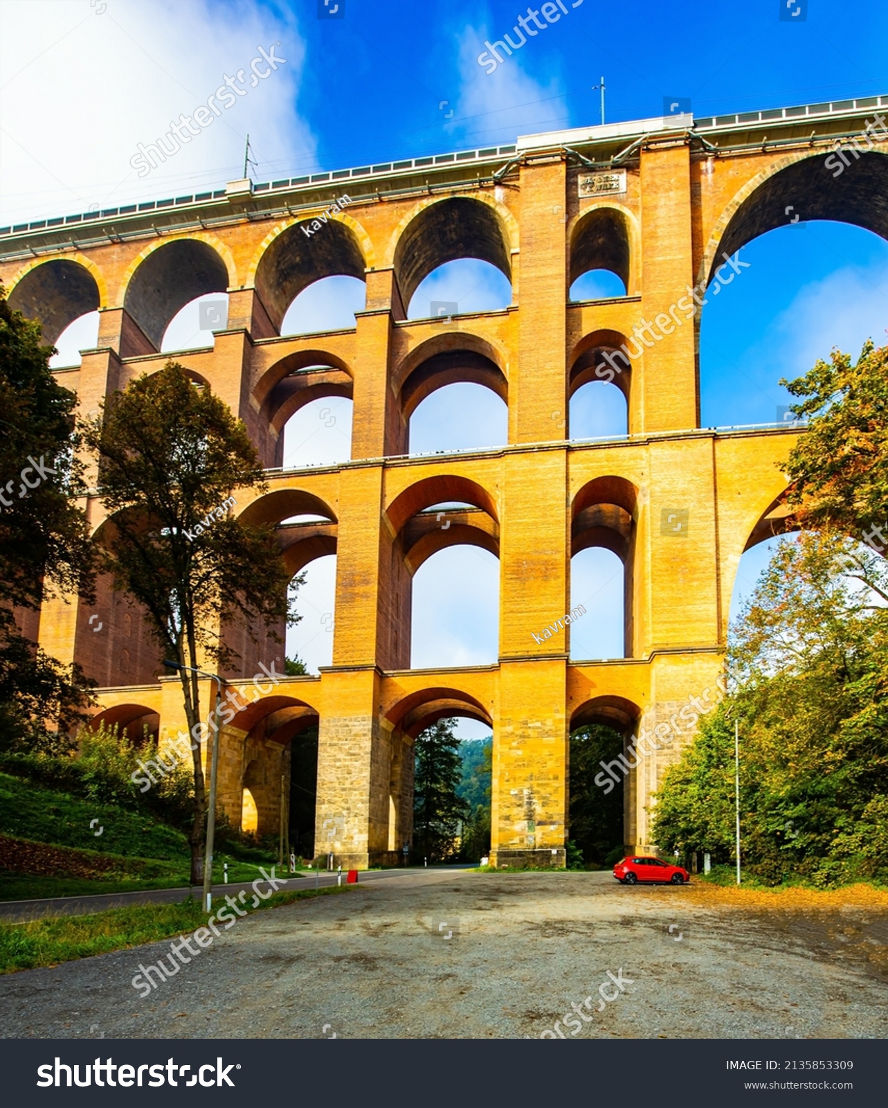 Goltzsch Viaduct Worlds Largest Brick Viaduct Stock Photo 2135853309