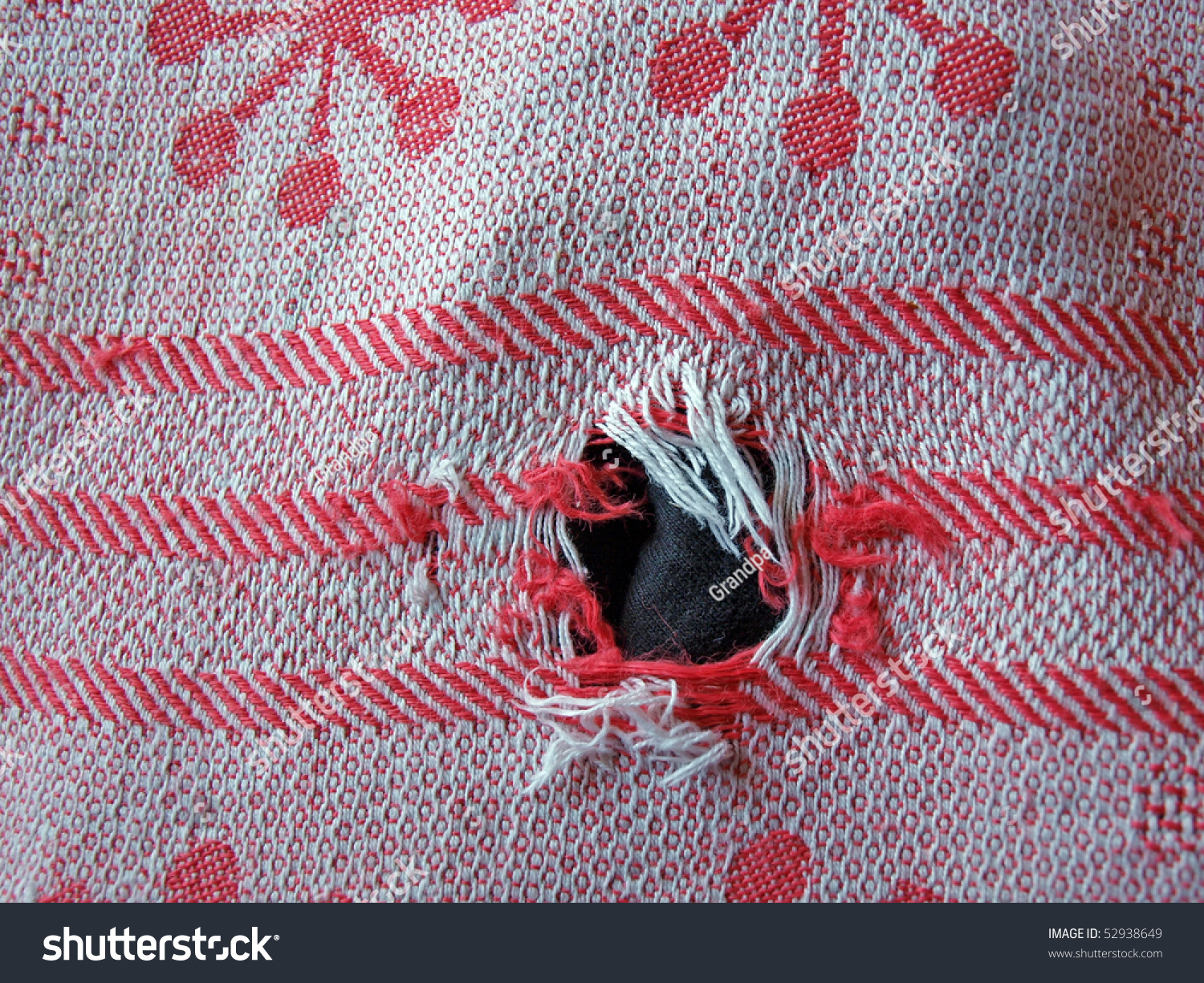 The Hole On The Table Cloth Close Up Stock Photo 5293864