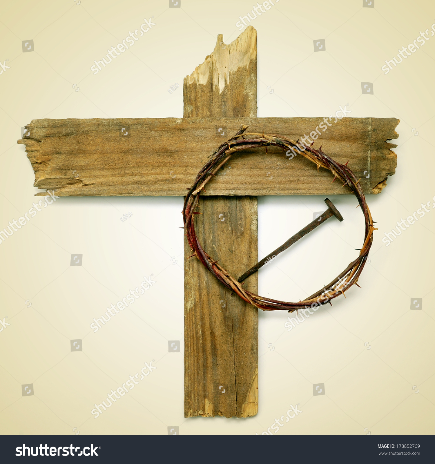 The Holy Cross, The Crown Of Thorns And A Nail Depicting The Passion Of ...