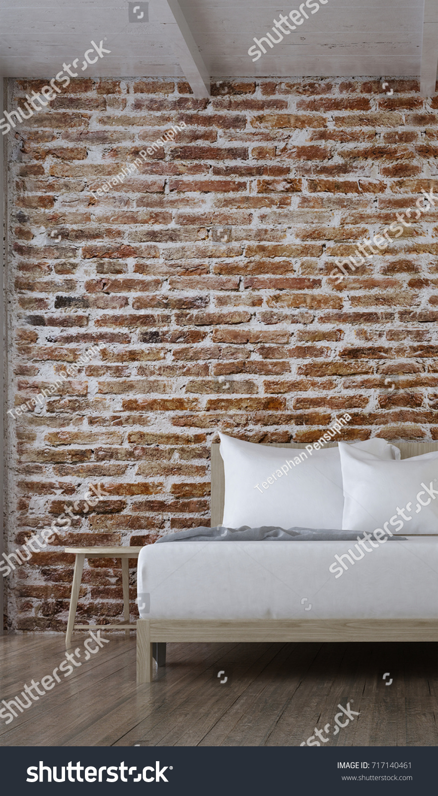 Interior Design Bedroom Brick Texture Wall Stock Illustration