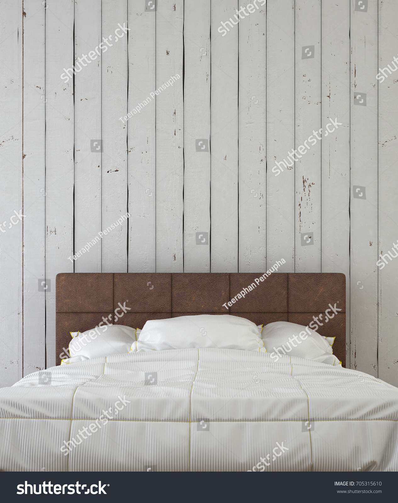 Interior Design Head Bed Bedroom White Stock Illustration