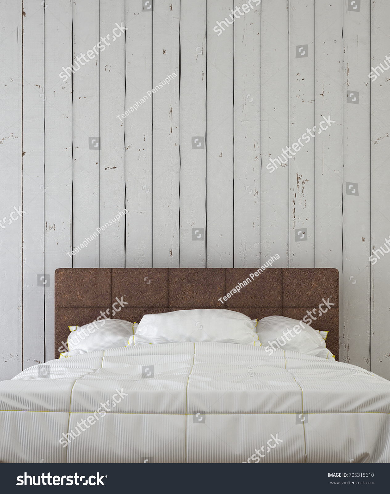 Interior Design Head Bed Bedroom White Stock Illustration 705315610